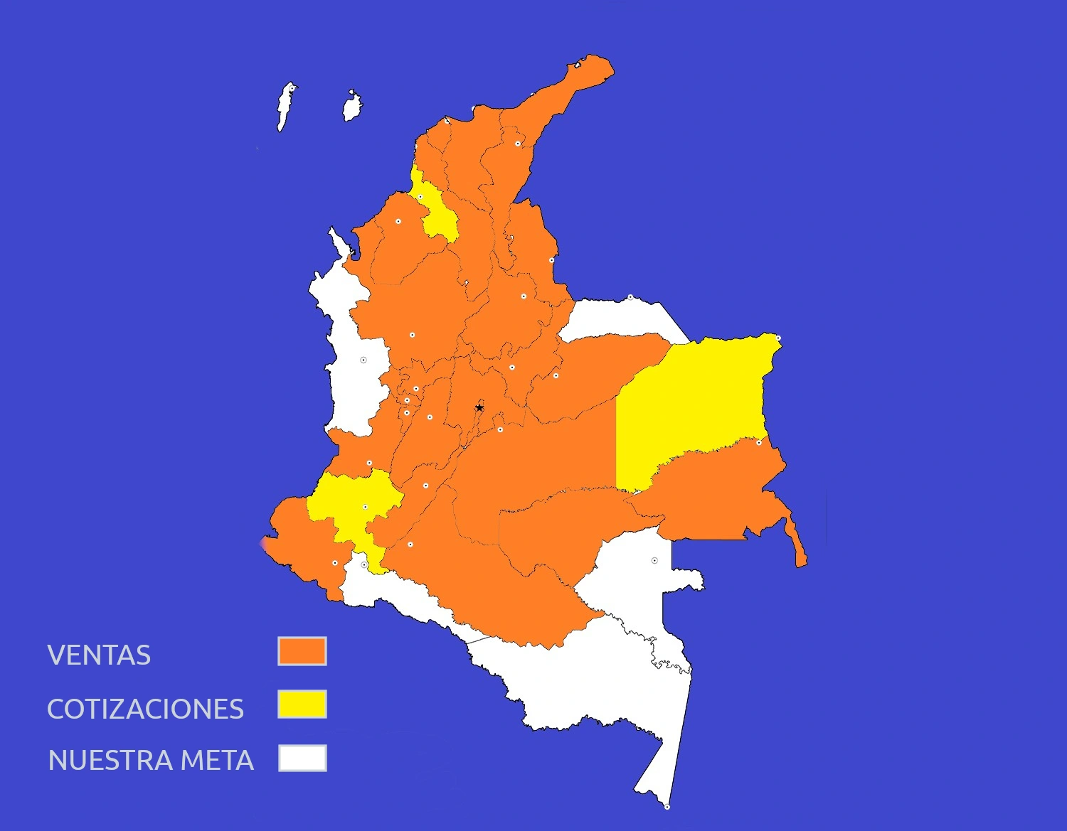 mapa de Colombia-DISTRIFAS-clientes-actualizado